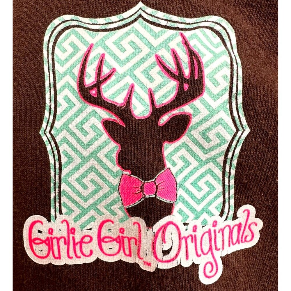 Girlie Girl Originals Long Sleeve Deer Antlers Tee Shirt Sz M Brown Hunt…